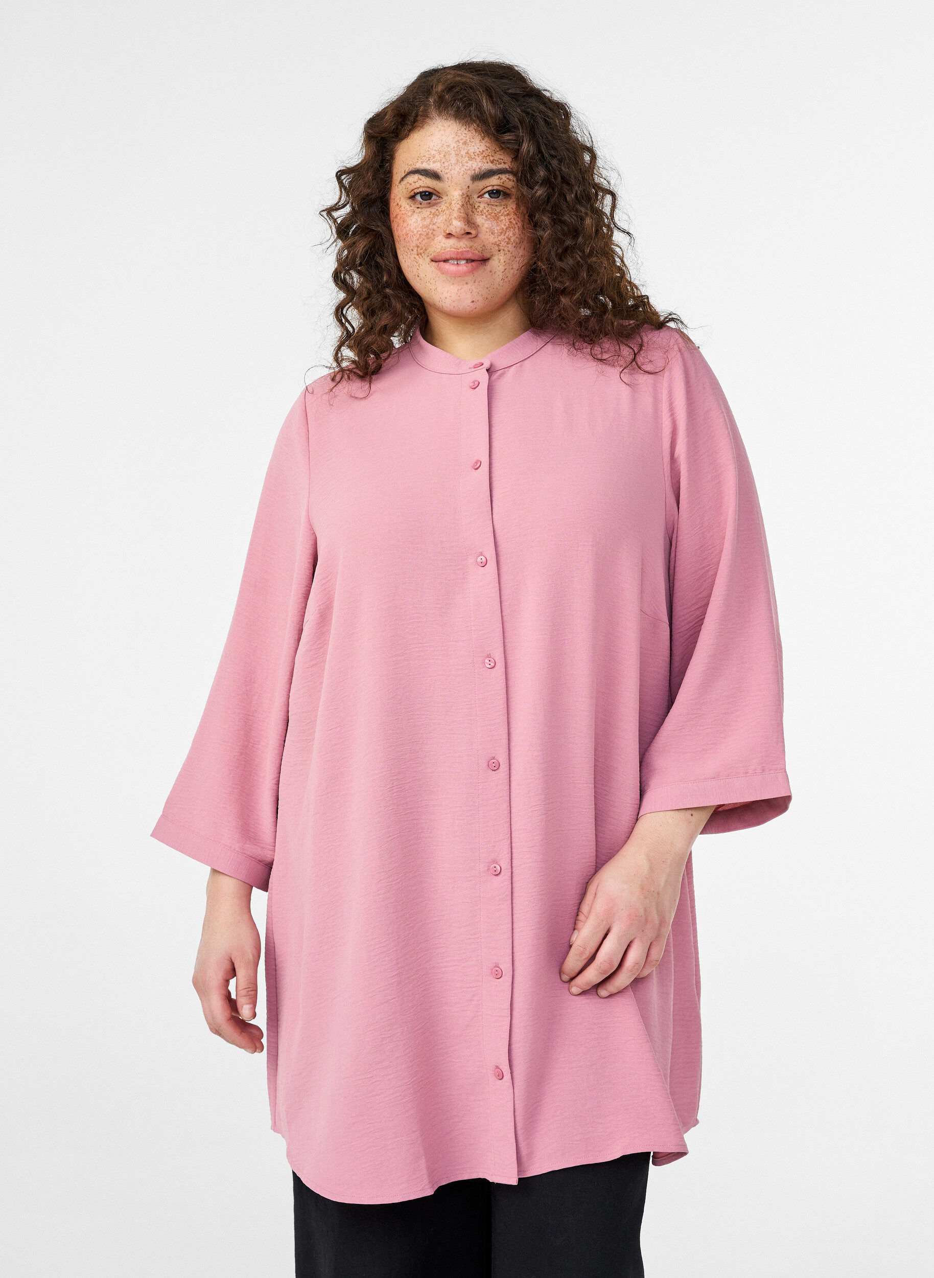 Zizzifashion Tunic with 3/4 sleeves, Rose, Model image number 0