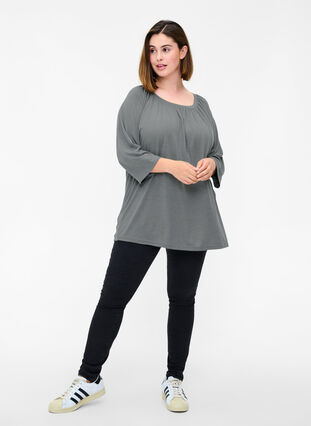 Plain blouse with 2/4 sleeves, Urban Chic Mél, Model image number 2