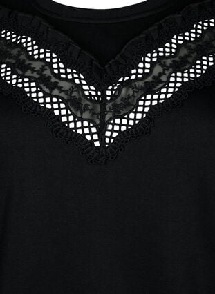 Sweatshirt with ruffle and crochet detail, Black, Packshot image number 2