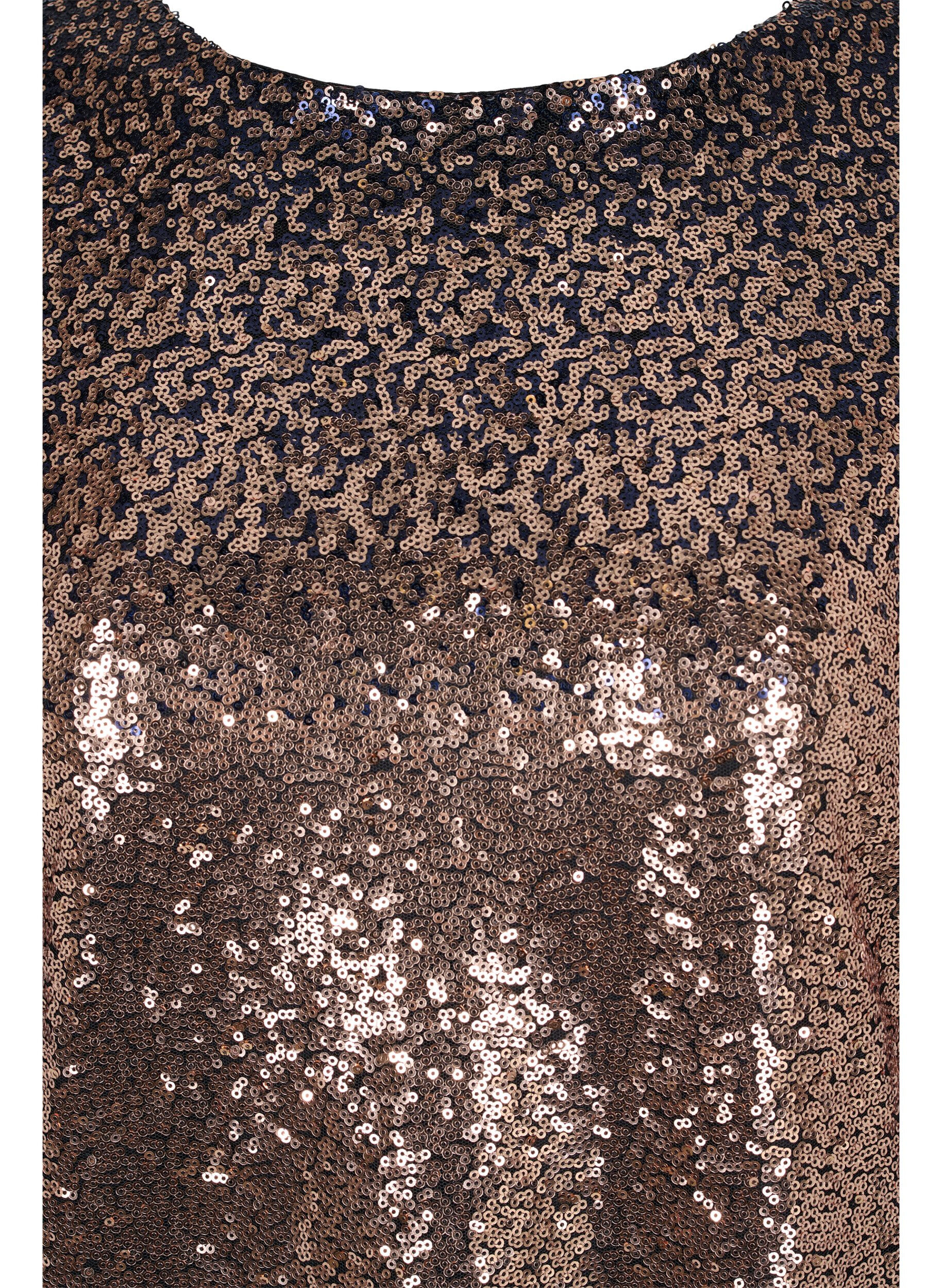 Zizzifashion Sequin dress with balloon sleeves, Evening Blue Cobber, Packshot image number 2