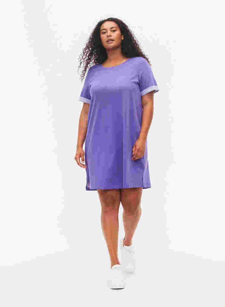 Sweater dress with short sleeves and slits, Ultra Violet, Model image number 1