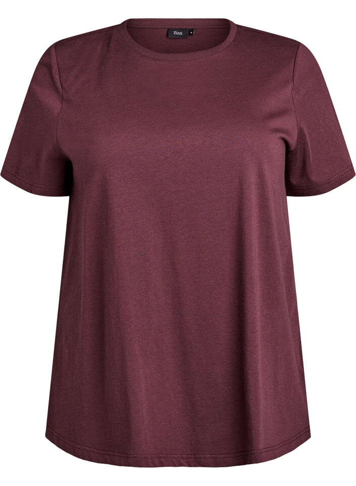 Basic cotton t-shirt with shoulder pads, Dark Bordeaux, Packshot image number 0