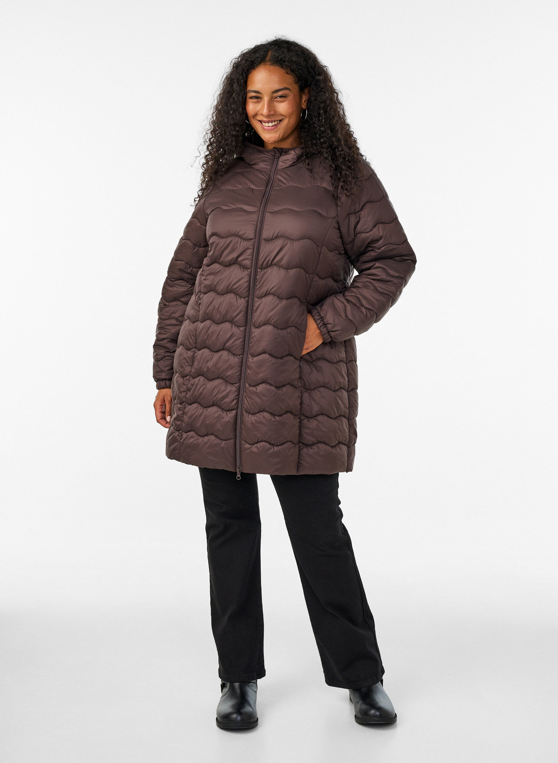ZizzifashionQuilted jacket, Brown, Model image number 1