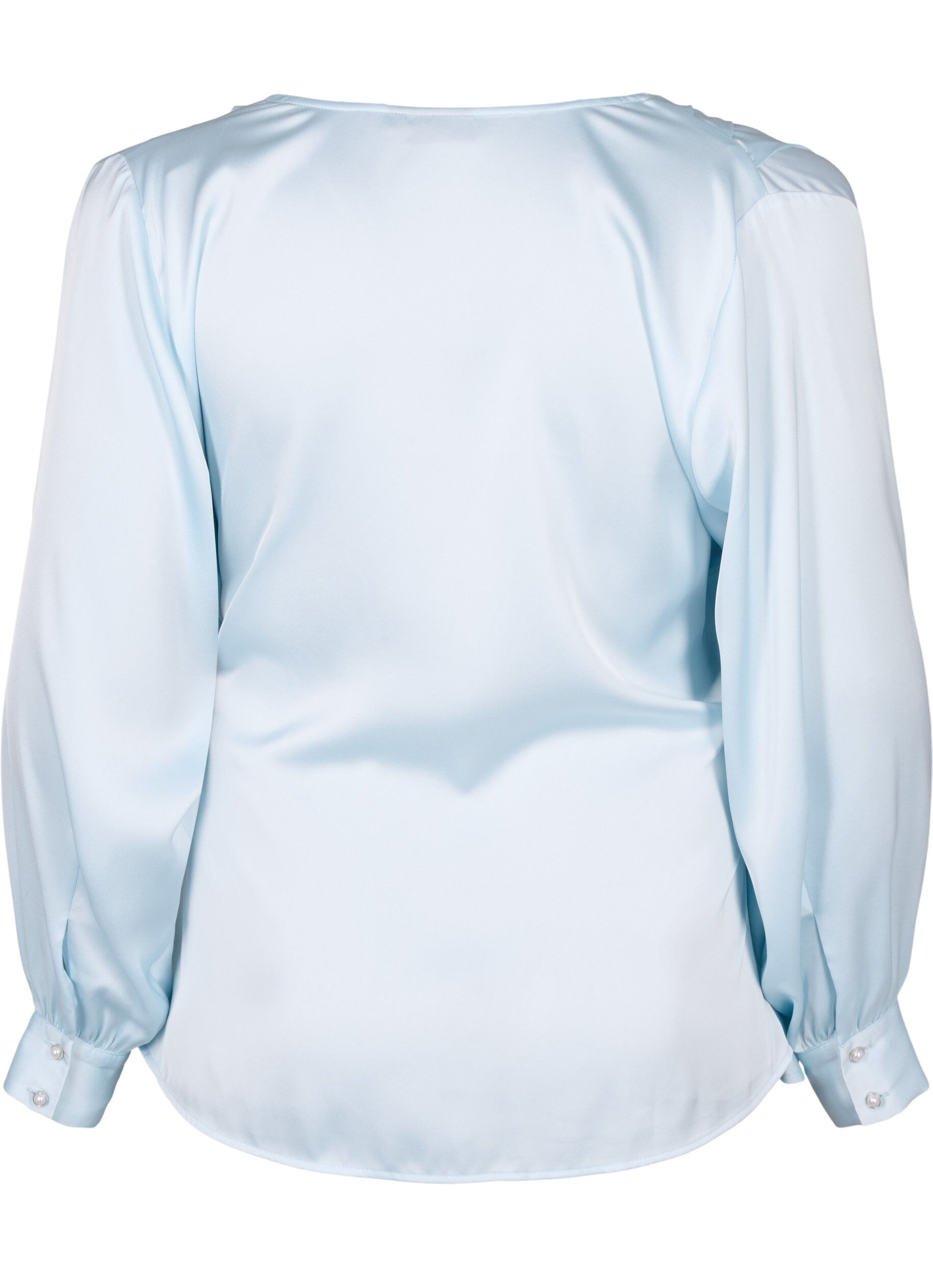 Zizzifashion Satin party blouse with wrap, Delicate Blue, Packshot image number 1