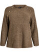 Ribbed jumper with decorative buttons, Brown, Packshot image number 0