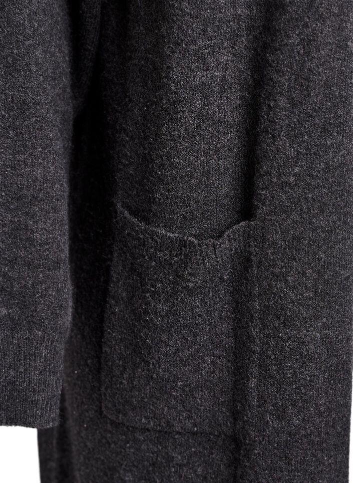 Long knit cardigan with pockets, Dark Grey, Packshot image number 3