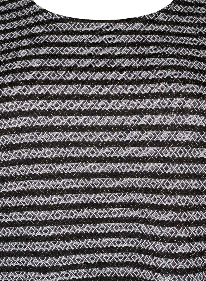 Round neck blouse with striped pattern, Black Stripe, Packshot image number 2