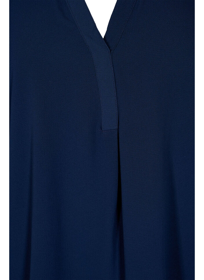 Short-sleeved v-neck blouse, Blue, Packshot image number 2
