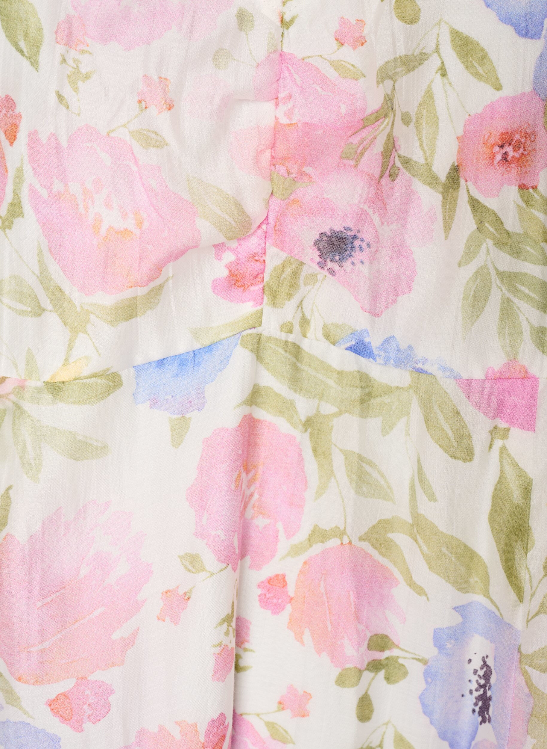 Zizzifashion Floral empire line dress with a wide V-neck, White, Packshot image number 2