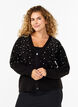Knitted cardigan with beads, Black White Pearls, Model image number 0
