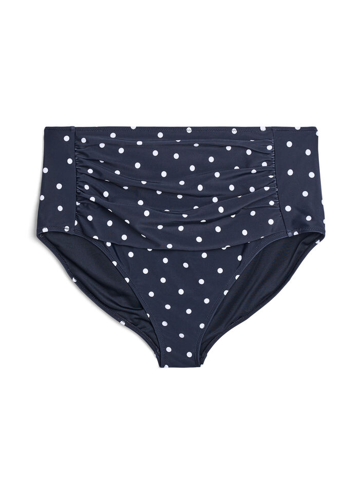 High-waisted bikini bottoms with pattern, Black, Packshot image number 0