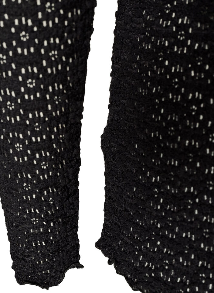 Blouse with eyelet pattern and long sleeves, Black, Packshot image number 3