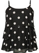 Layered top with ruffles and spaghetti straps, Black, Packshot image number 0