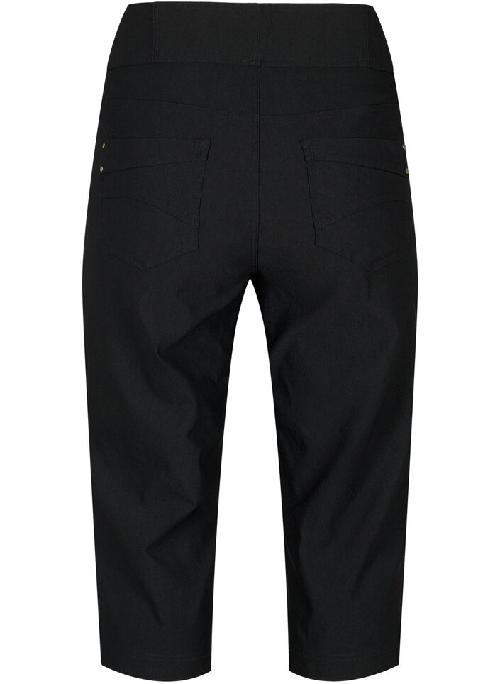	 Tight-fitting high-waisted capri trousers, Black, Packshot image number 1