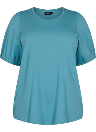 Cotton t-shirt with 2/4 sleeves, Brittany Blue, Packshot image number 0