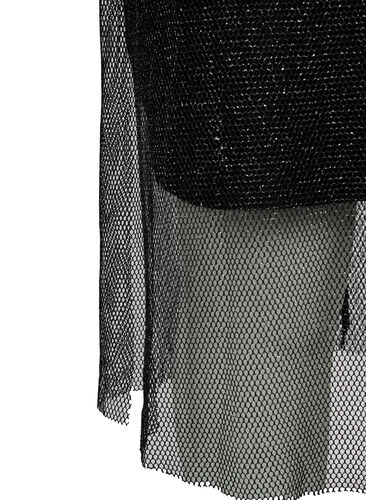 Net dress with long sleeves, Black w. Silver, Packshot image number 3