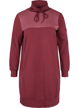 Jumper dress with colour-block, Red Mahogany/RoseBr., Packshot image number 0