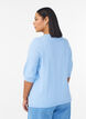 Knitted blouse with textured pattern and short sleeves, Light Blue, Model image number 2