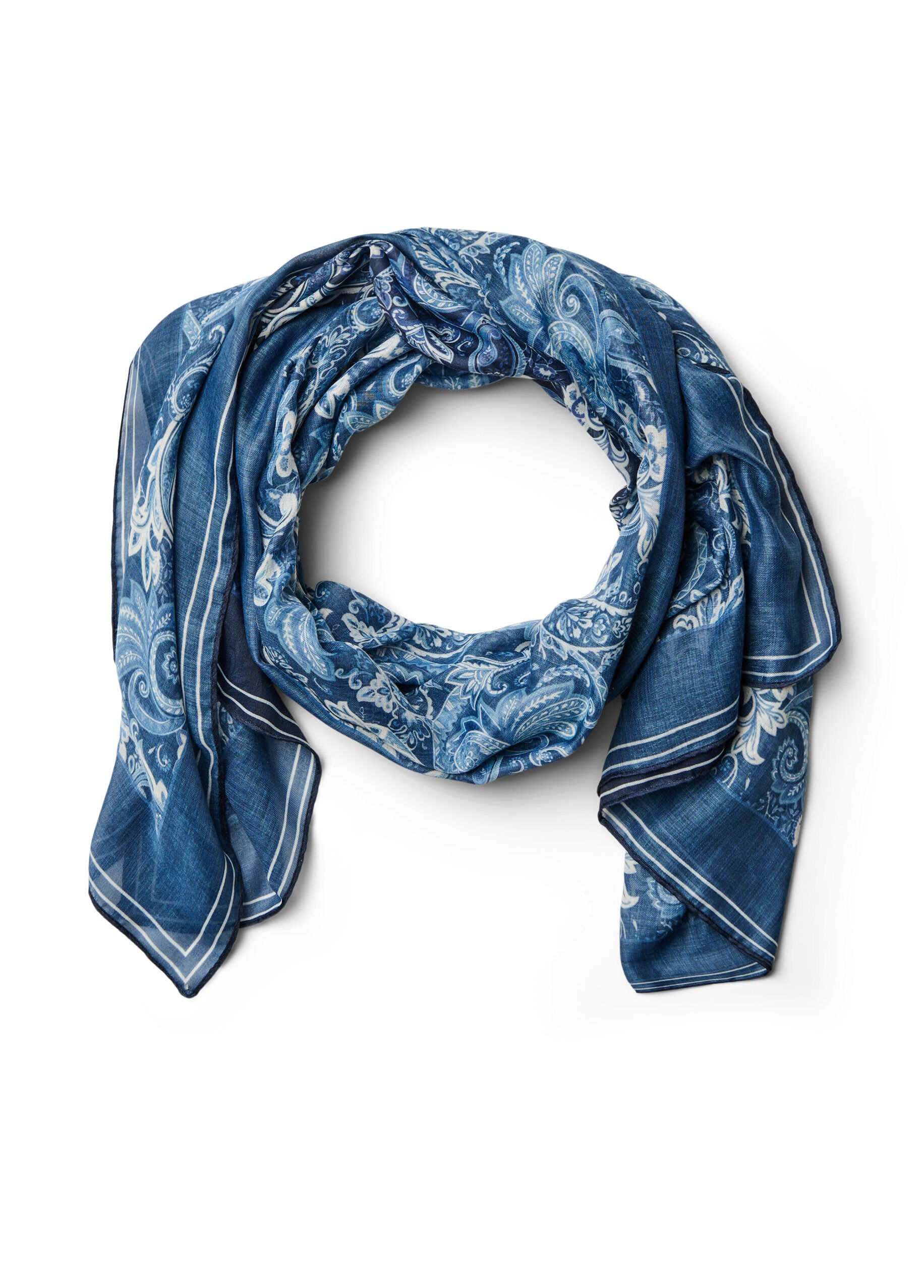 Zizzifashion Long patterned scarf, Blue, Packshot image number 0