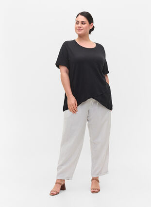 Cropped trousers with stripes, White Stripe, Model image number 3