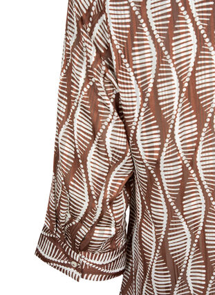 Printed blouse with 3/4 sleeves, Brown Abstract AOP, Packshot image number 3