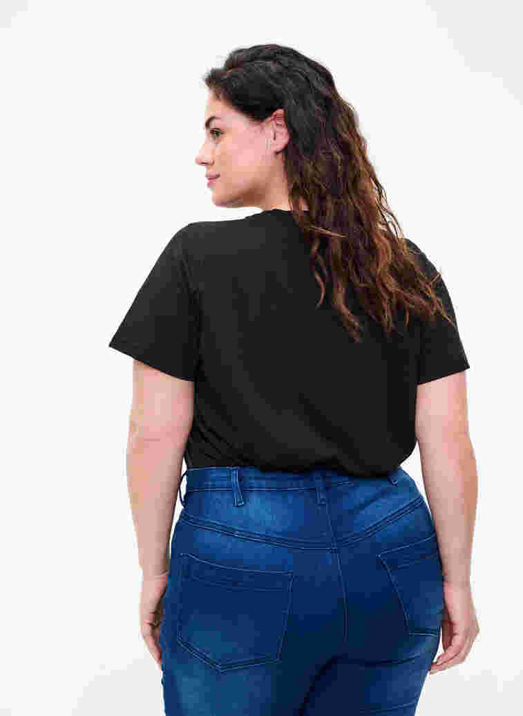 Short sleeve t-shirt with print, Black BG, Model image number 1