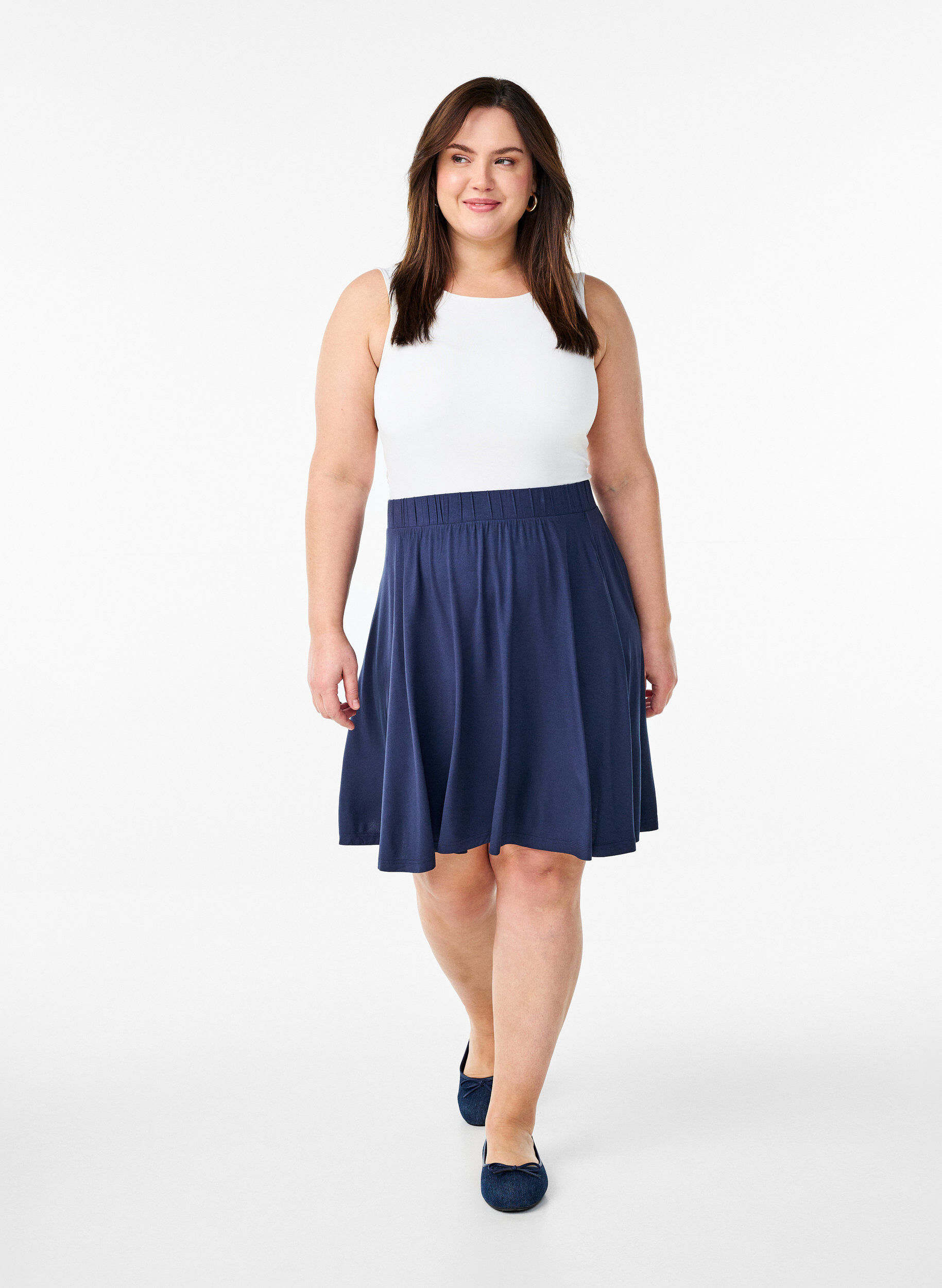 Zizzifashion Loose viscose skirt, Blue, Model image number 1