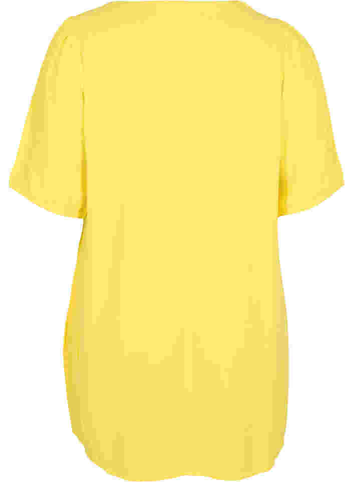 Viscose tunic with V-neck and buttons, Primrose Yellow, Packshot image number 1