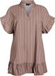Tunic with V-neck and ruffle details, Brown, Packshot image number 0