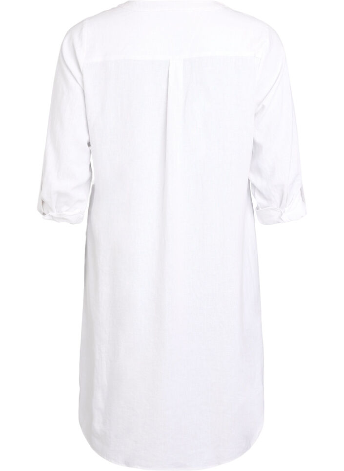 Long shirt in linen and viscose, White, Packshot image number 1