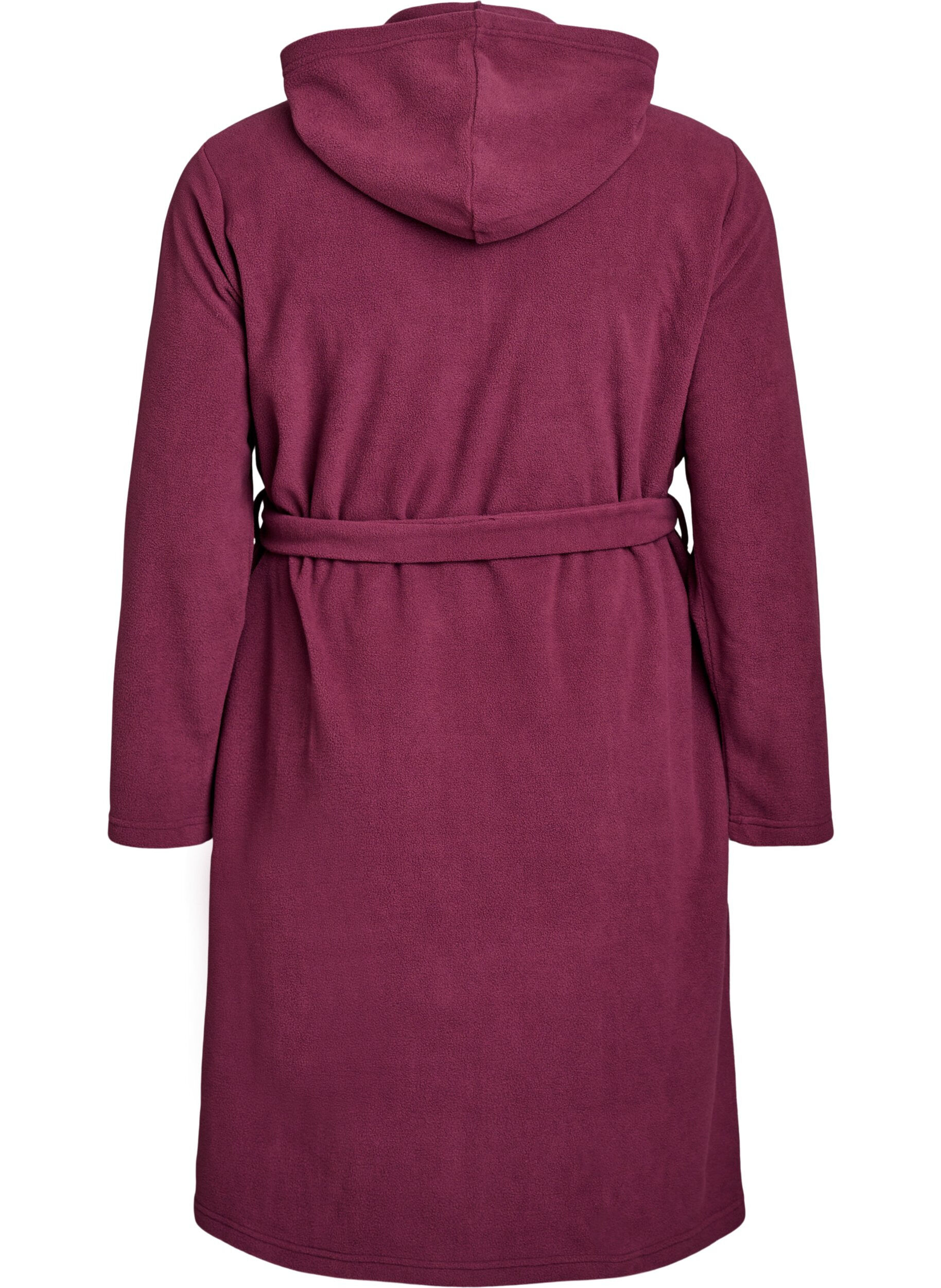 Zizzifashion Morning robe with zipper and hood, Dark Bordeaux, Packshot image number 1