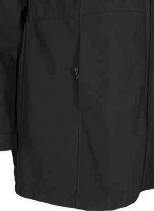 Hooded softshell jacket with adjustable waist, Black, Packshot image number 3