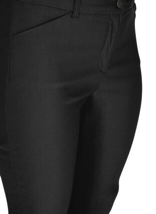 Cropped trousers with a light shine, Black, Packshot image number 2