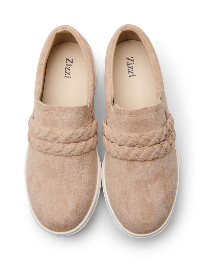 Shoes in faux suede with braided straps, Beige, Packshot image number 2