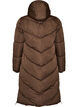Long puffer coat with hood and pockets, Brown, Packshot image number 1