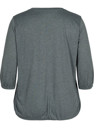 Plain blouse with 3/4 sleeves, Thyme Mel, Packshot image number 1
