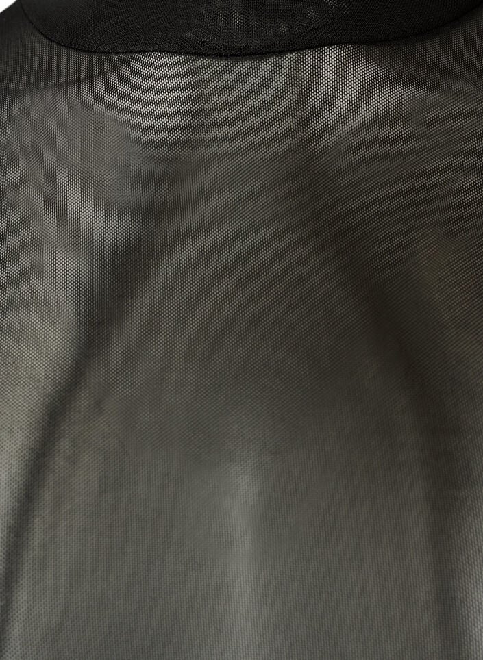 Fitted mesh blouse with long sleeves, Black, Packshot image number 2