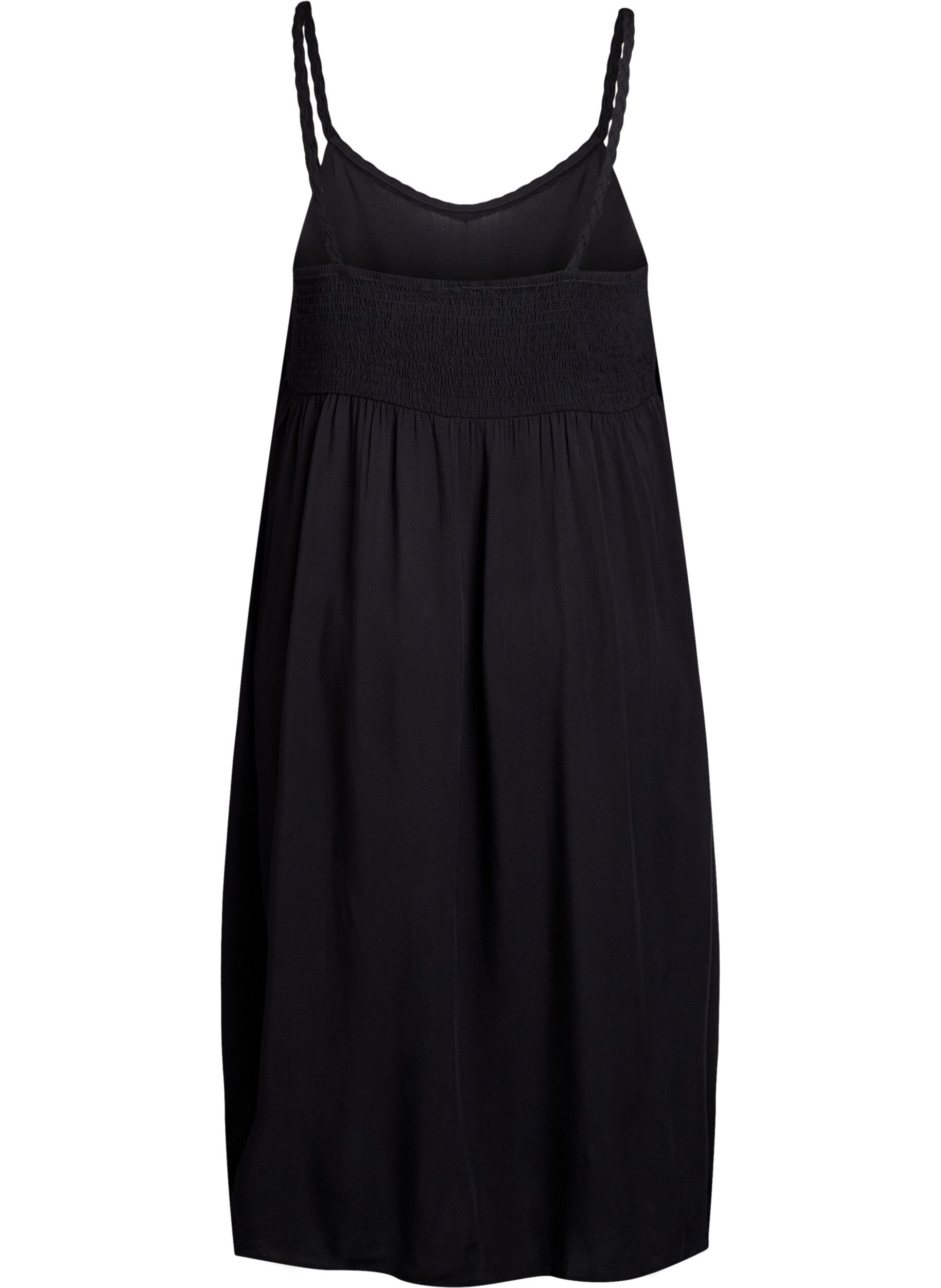 Zizzifashion Midi strap dress with a smocked back, Black, Packshot image number 1