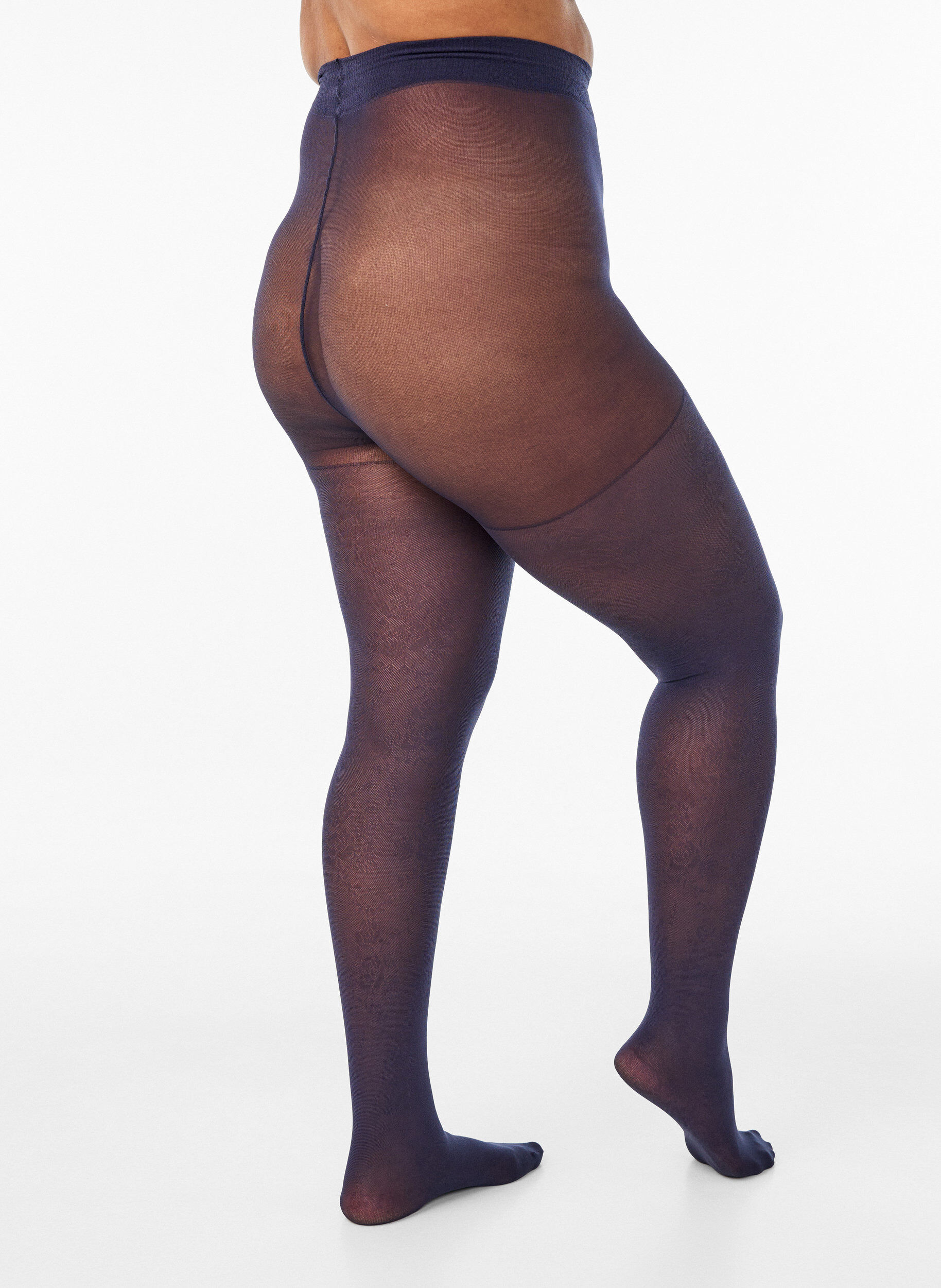Zizzifashion50 denier tights with a floral pattern, Blue, Packshot image number 0