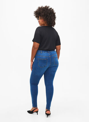 Slim fit jeans with abrasion details, Blue Denim, Model image number 1
