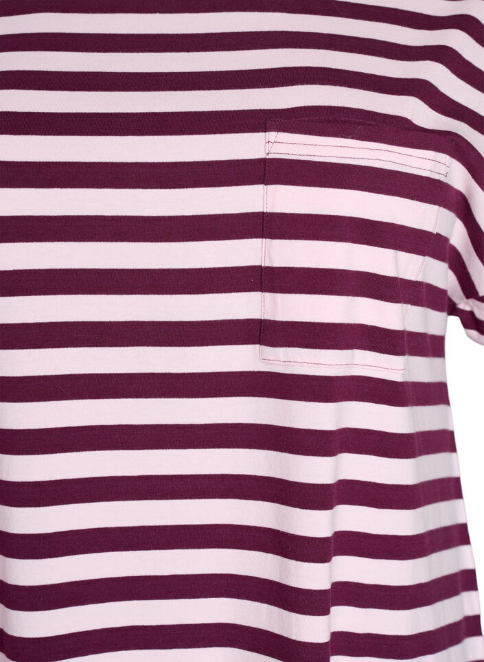 Long night t-shirt in organic cotton with stripes, Red, Packshot image number 2