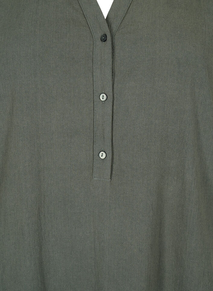 FLASH - Short sleeved midi dress in cotton, Balsam Green, Packshot image number 2