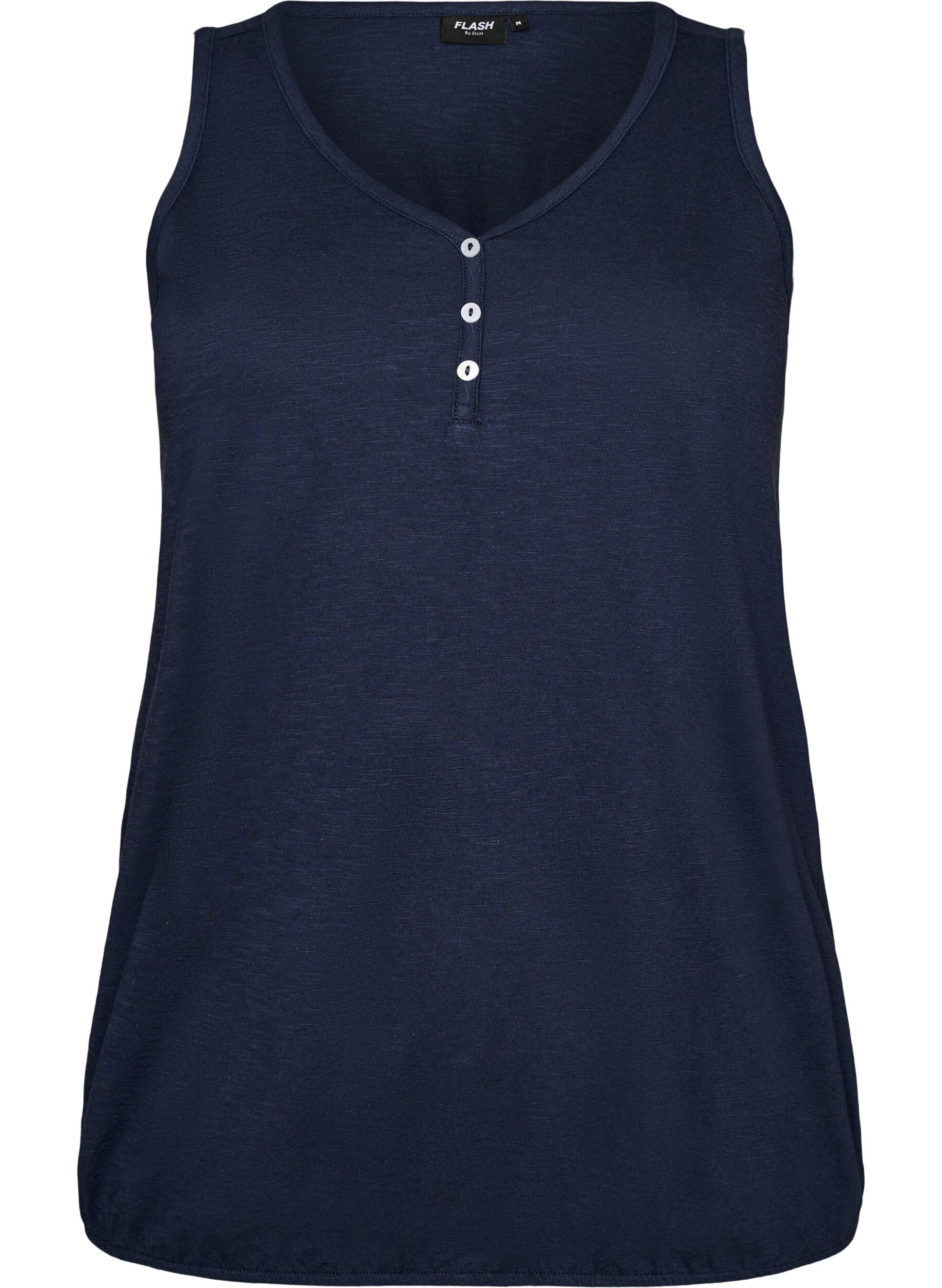 ZizzifashionTank top in organic cotton with V-neck and buttons, Blue, Packshot image number 0