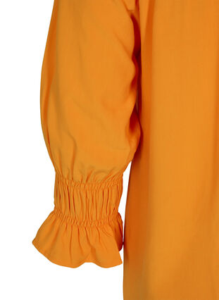 Viscose blouse with button fastening and 3/4-length sleeves, Tangelo, Packshot image number 3