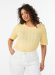 Cotton T-shirt with eyelet embroidery, Yellow, Model image number 0