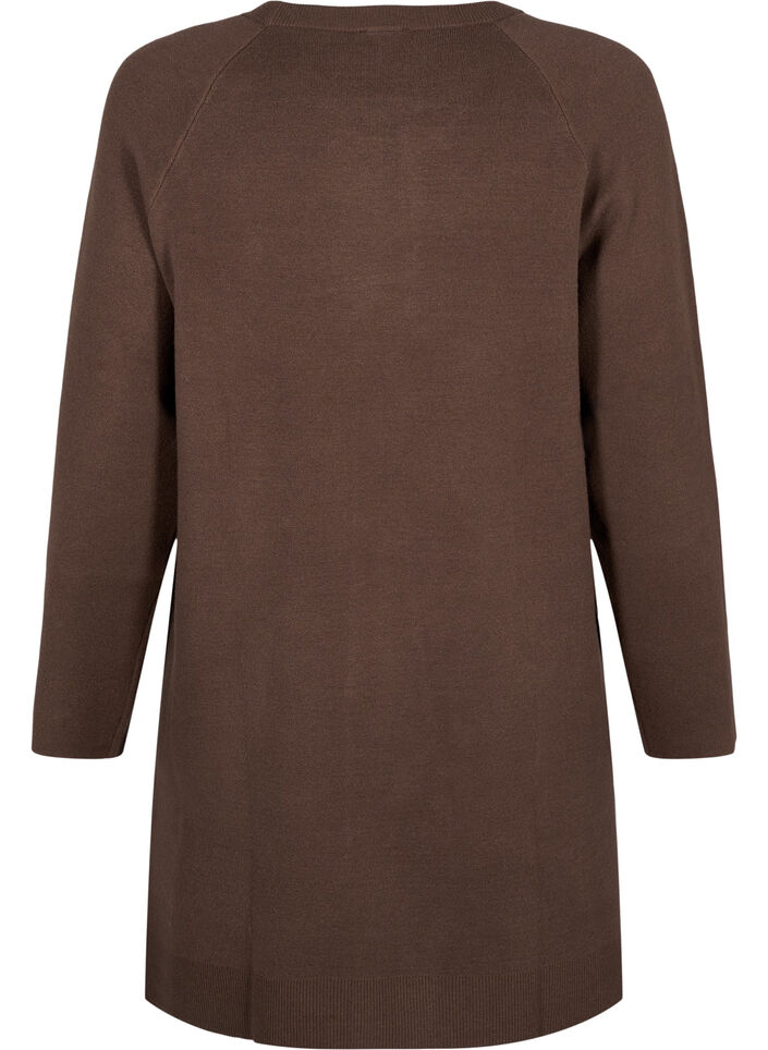 Knitted dress with a round neck and slit, Brown, Packshot image number 1