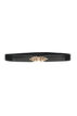 Slim waist belt with a leaf-shaped buckle, Black, Packshot image number 0