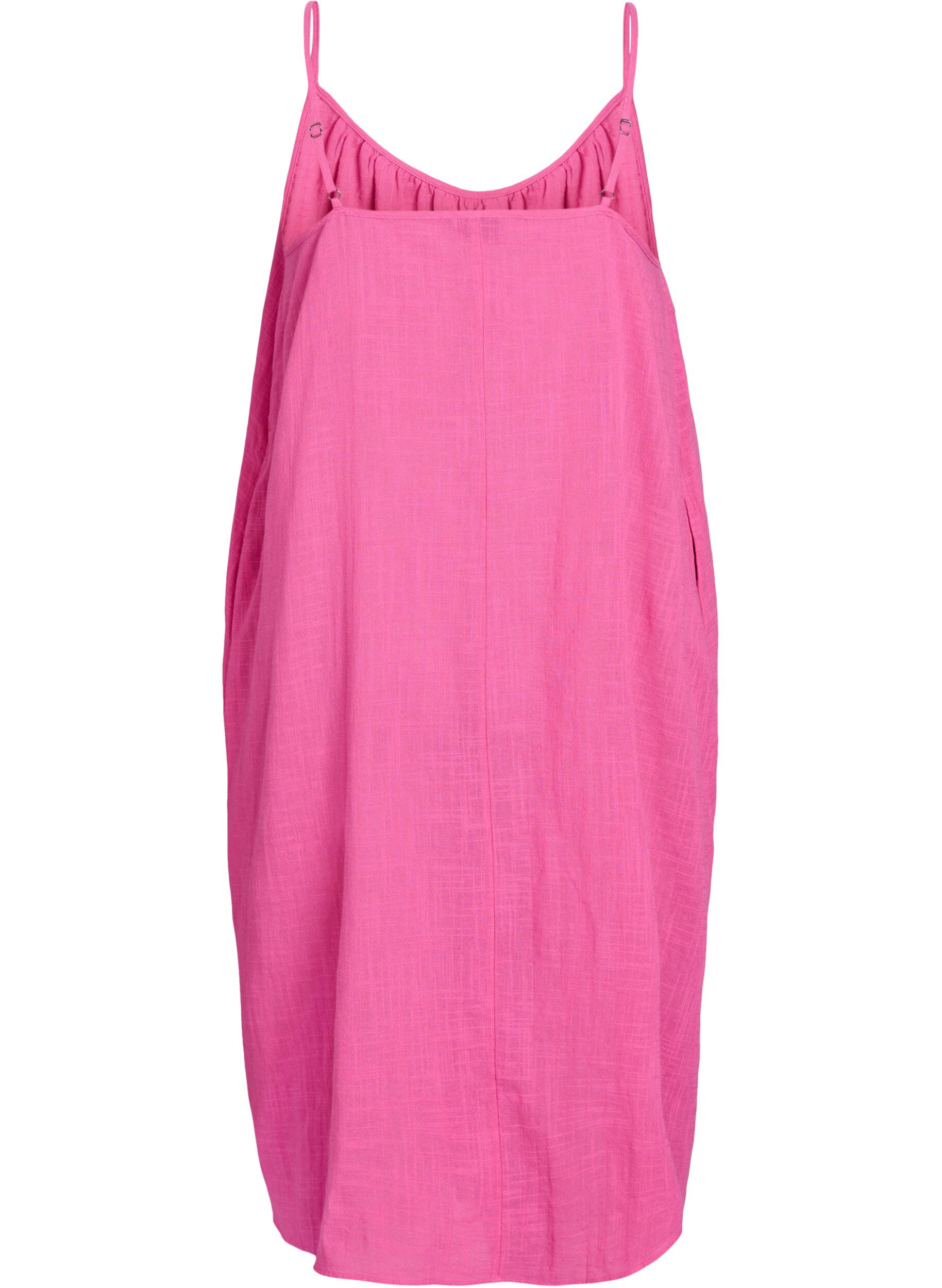 Zizzifashion FLASH - Midi-length cotton strap dress, Pink, Packshot image number 1