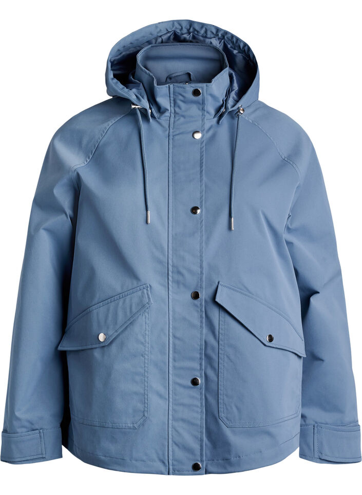 Short spring jacket with a detachable hood, Blue, Packshot image number 0