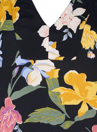 Short-sleeved floral viscose blouse, Big Flower AOP, Packshot image number 2